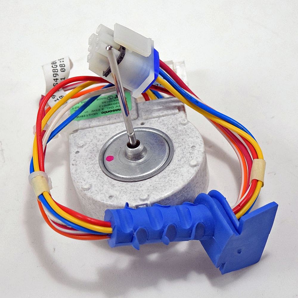 Part #wr23X10496, Refrigerator Freezer Door Evaporator Fan Motor Assembly / 4.70 x 4.20 x 3.70