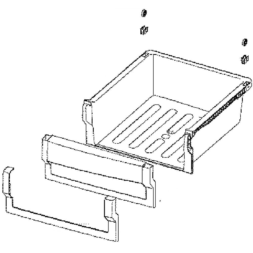 GE Part #wr32X10760, Refrigerator Crisper Drawer Assembly | 23.70 x 16.80 x 12.10