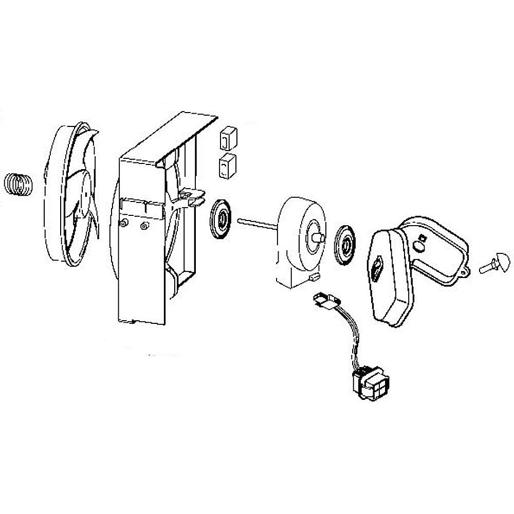 Part #wr60X10177, Refrigerator Condenser Fan Motor Assembly / 10.50 x 10.30 x 4.80