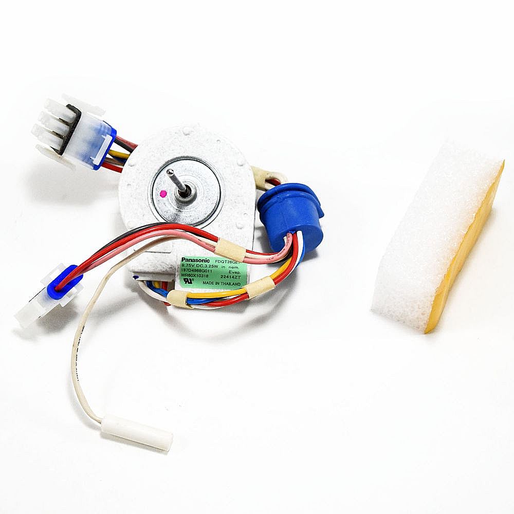 Part #wr60X10318, Refrigerator Evaporator Fan Motor / 4.10 x 4.70 x 3.70