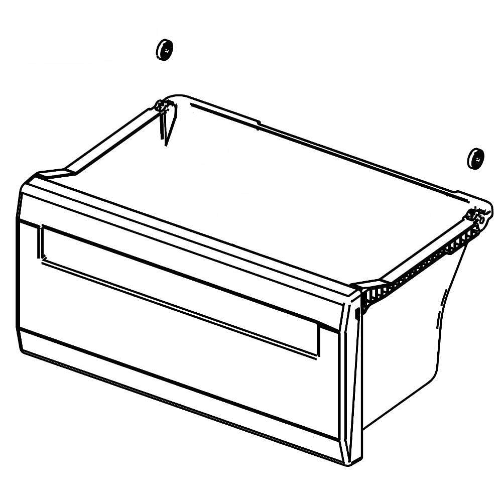 Part #da97-06131P, Refrigerator Crisper Drawer, Lower / 23.62 x 16.93 x 12.28