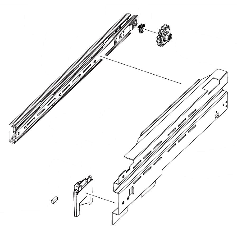 Part #da97-10594F, Refrigerator Freezer Drawer Slide Rail Assembly, Left
