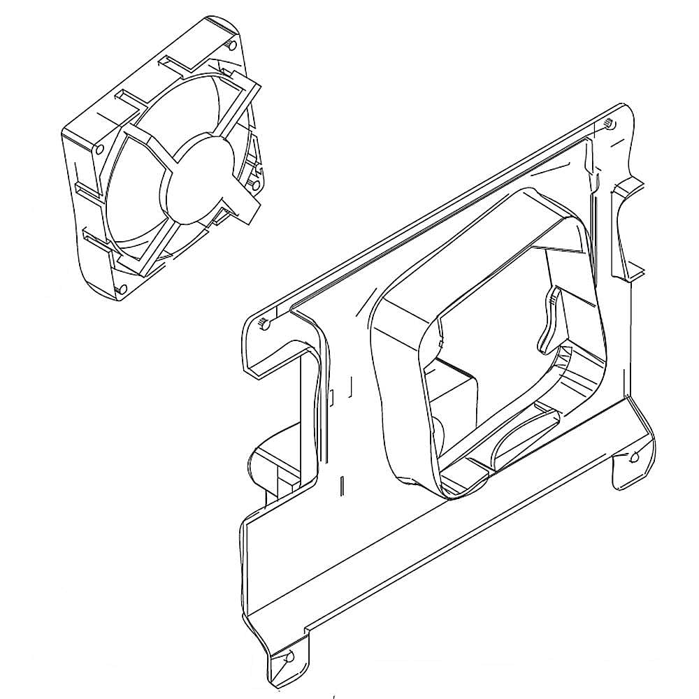 Part #da97-13756A, Refrigerator Evaporator Fan Motor Assembly / 9.06 x 7.48 x 0.98