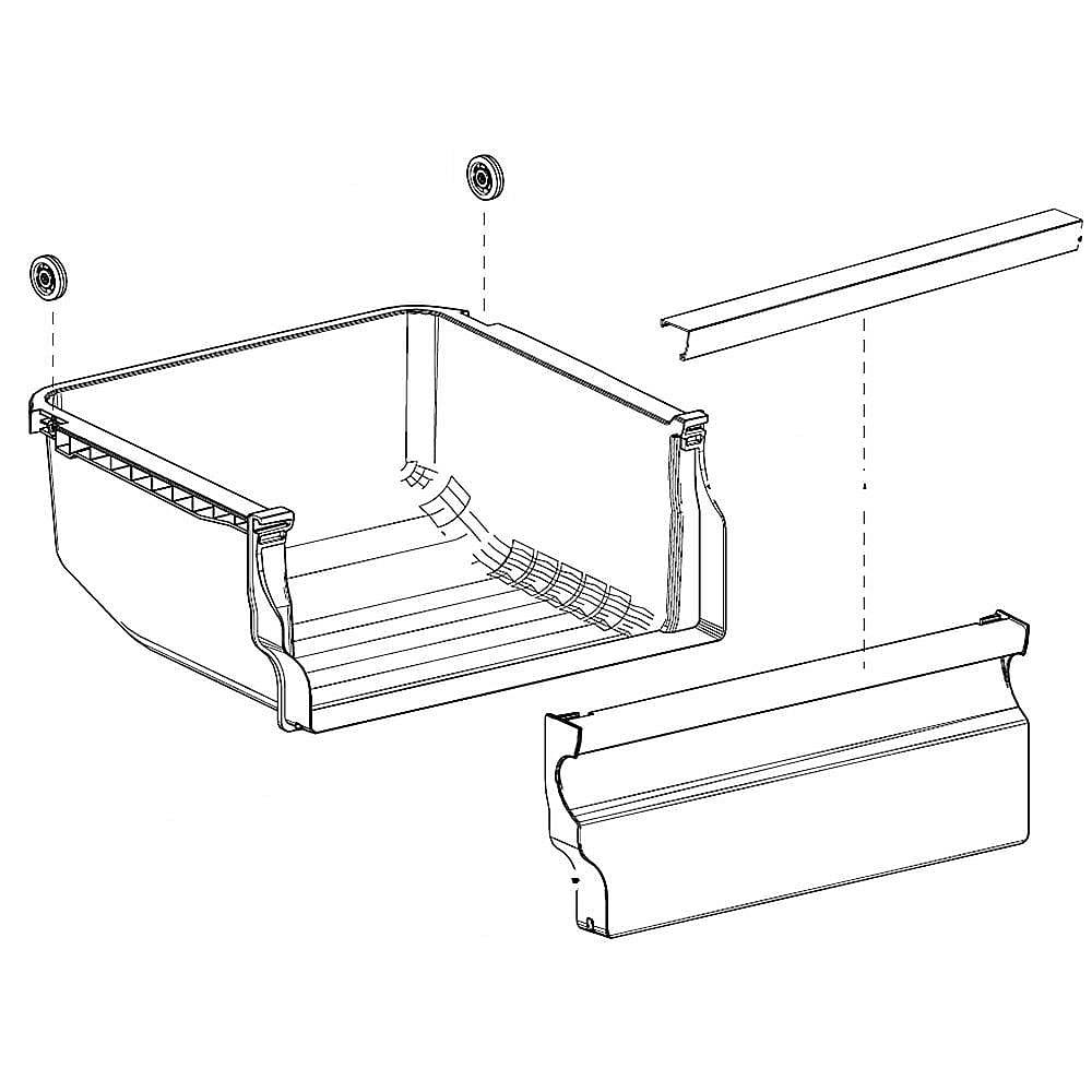 Part #da97-13841C, Refrigerator Crisper Drawer Assembly / 16.85 x 22.99 x 12.36