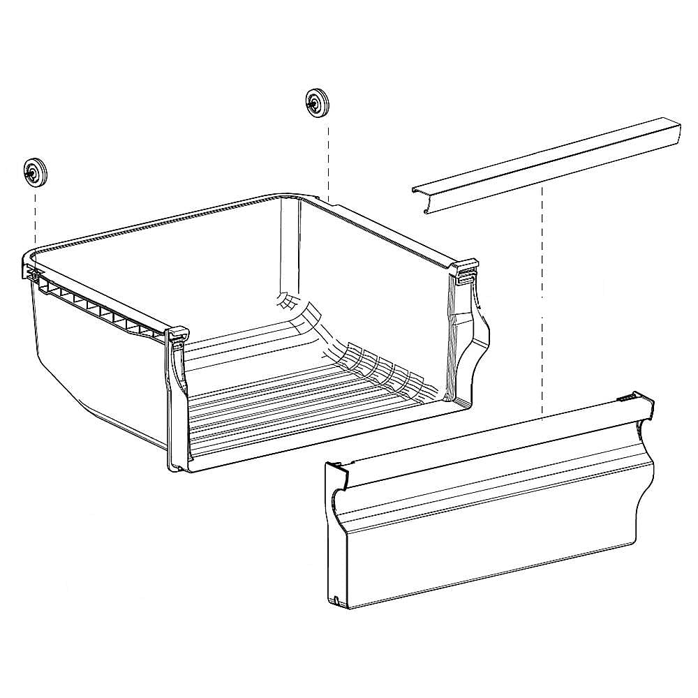 Part #da97-13842C, Refrigerator Crisper Drawer Assembly, Left / 16.85 x 23.70 x 12.28