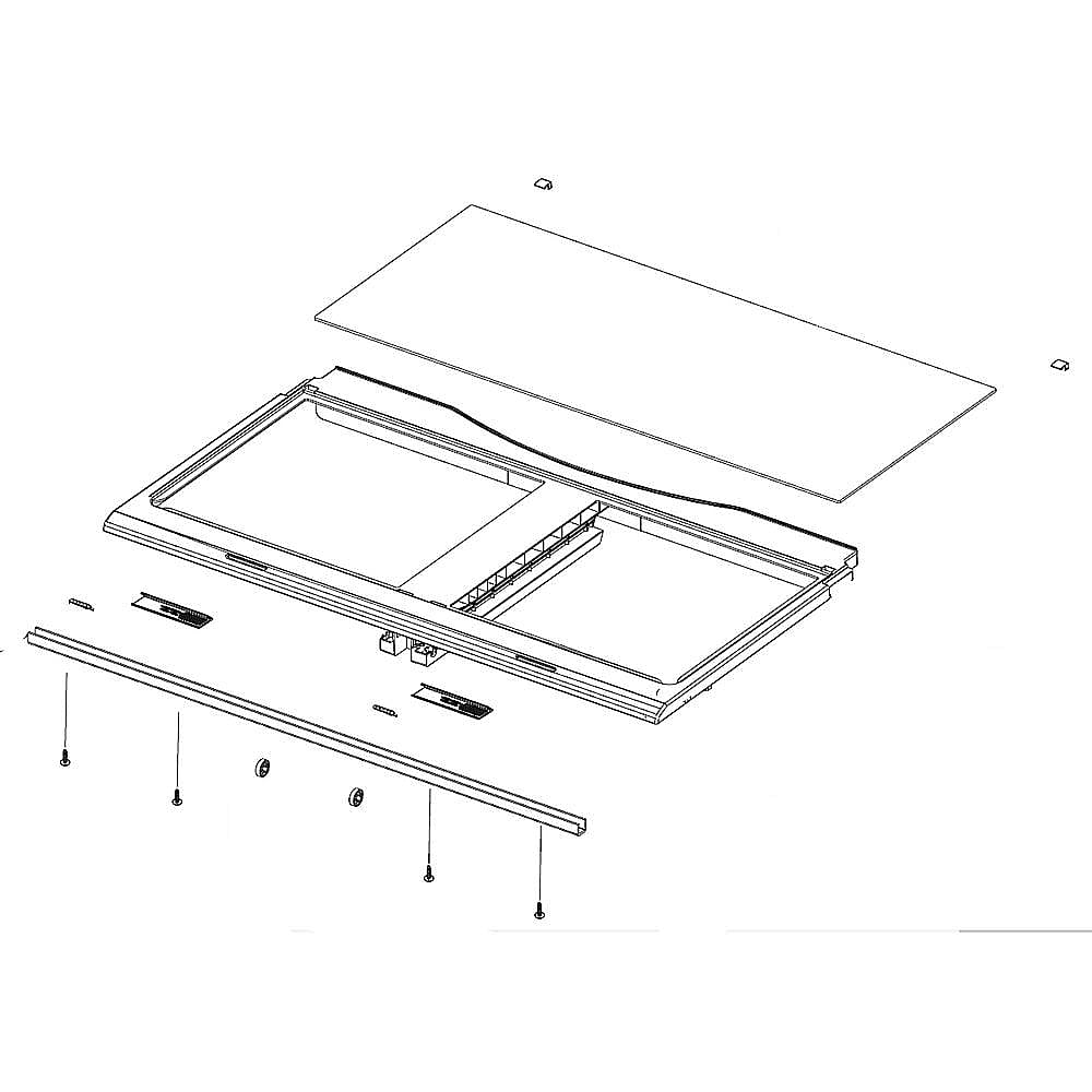 Part #da97-14303A, Samsung Refrigerator Crisper Drawer Cover Assembly / 32.87 x 15.75 x 2.76