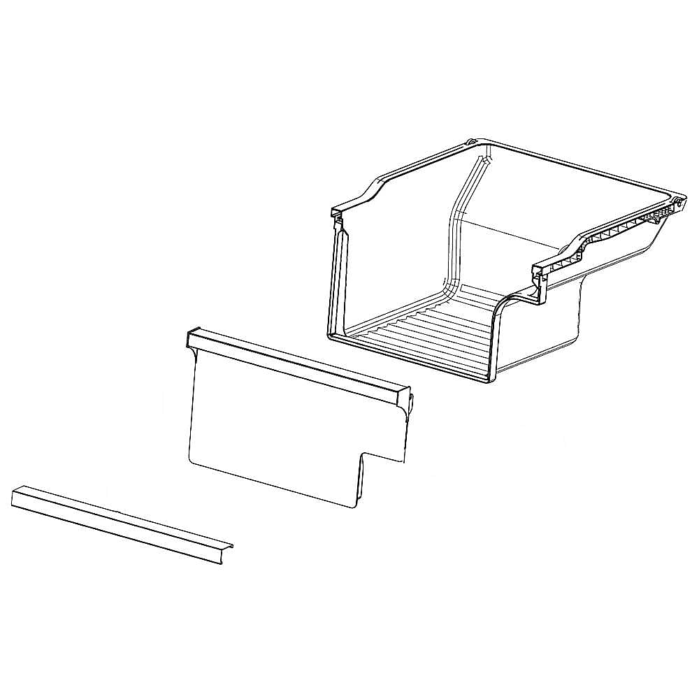 Part #da97-14713A, Refrigerator Crisper Drawer Assembly / 7.91 x 5.87 x 6.65