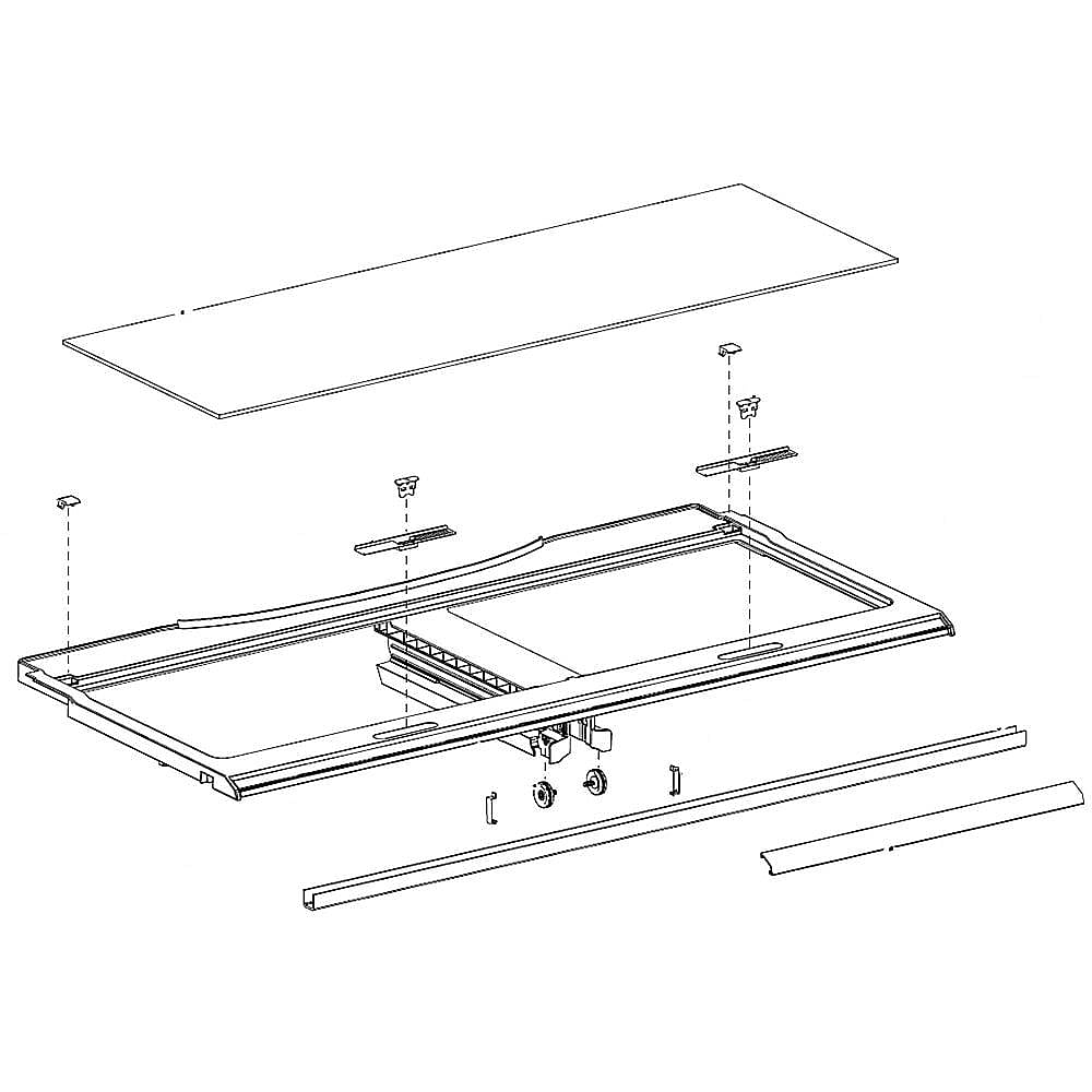 Part #da97-15360A, Samsung Refrigerator Crisper Drawer Cover Assembly / 33.46 x 15.94 x 3.54