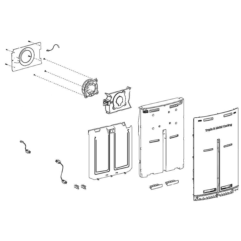 Samsung Part #da97-15409J, Refrigerator Fresh Food Evaporator Cover And Fan Assembly | 25.98 x 16.93 x 1.18
