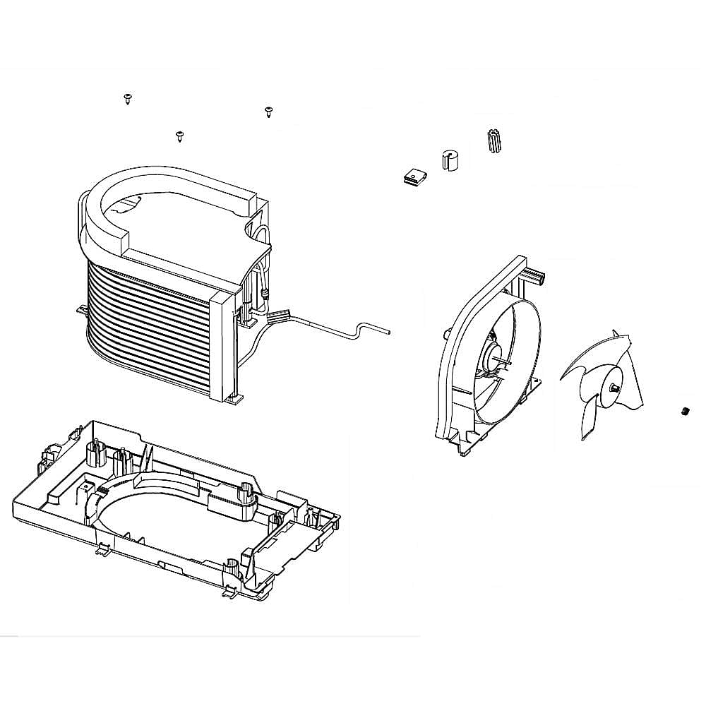 Part #da97-15978B, Refrigerator Condenser Coil And Fan Motor Assembly (Replaces Da97-13784B, Da97-15978A) / 20.87 x 10.63 x 11.02