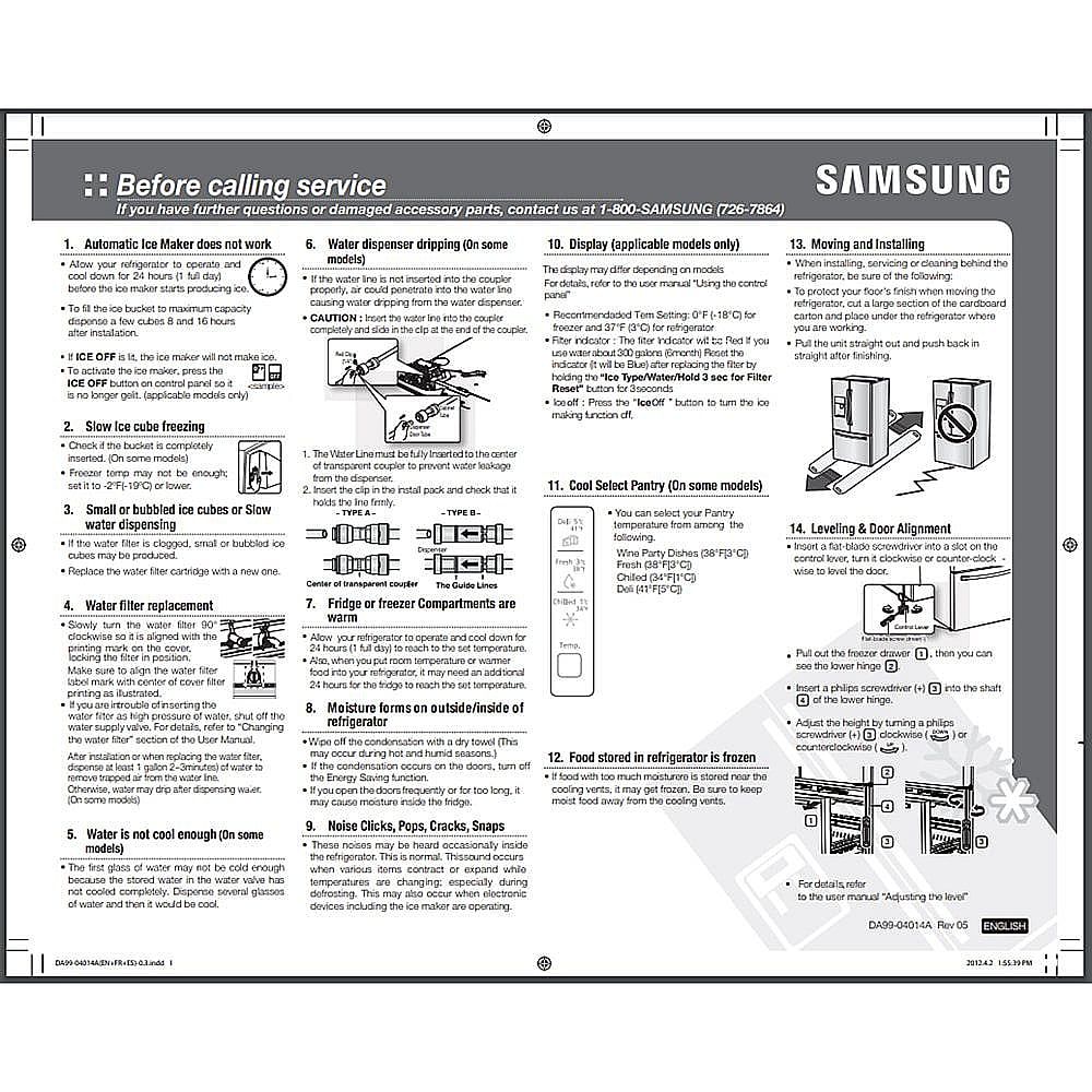 Part #da99-04014A, Samsung Quick Guide