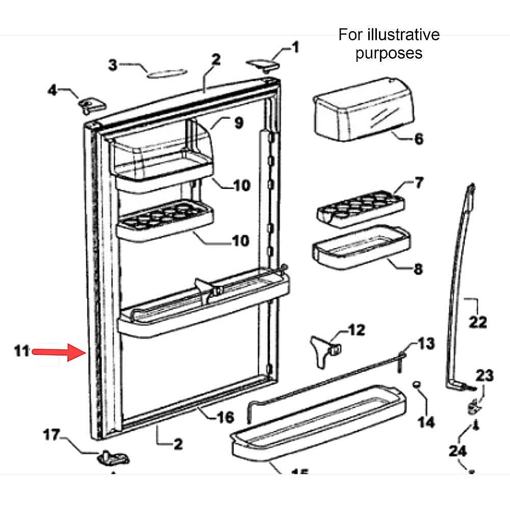 Part #312278P, Fisher & Paykel Refrigerator Door Assembly