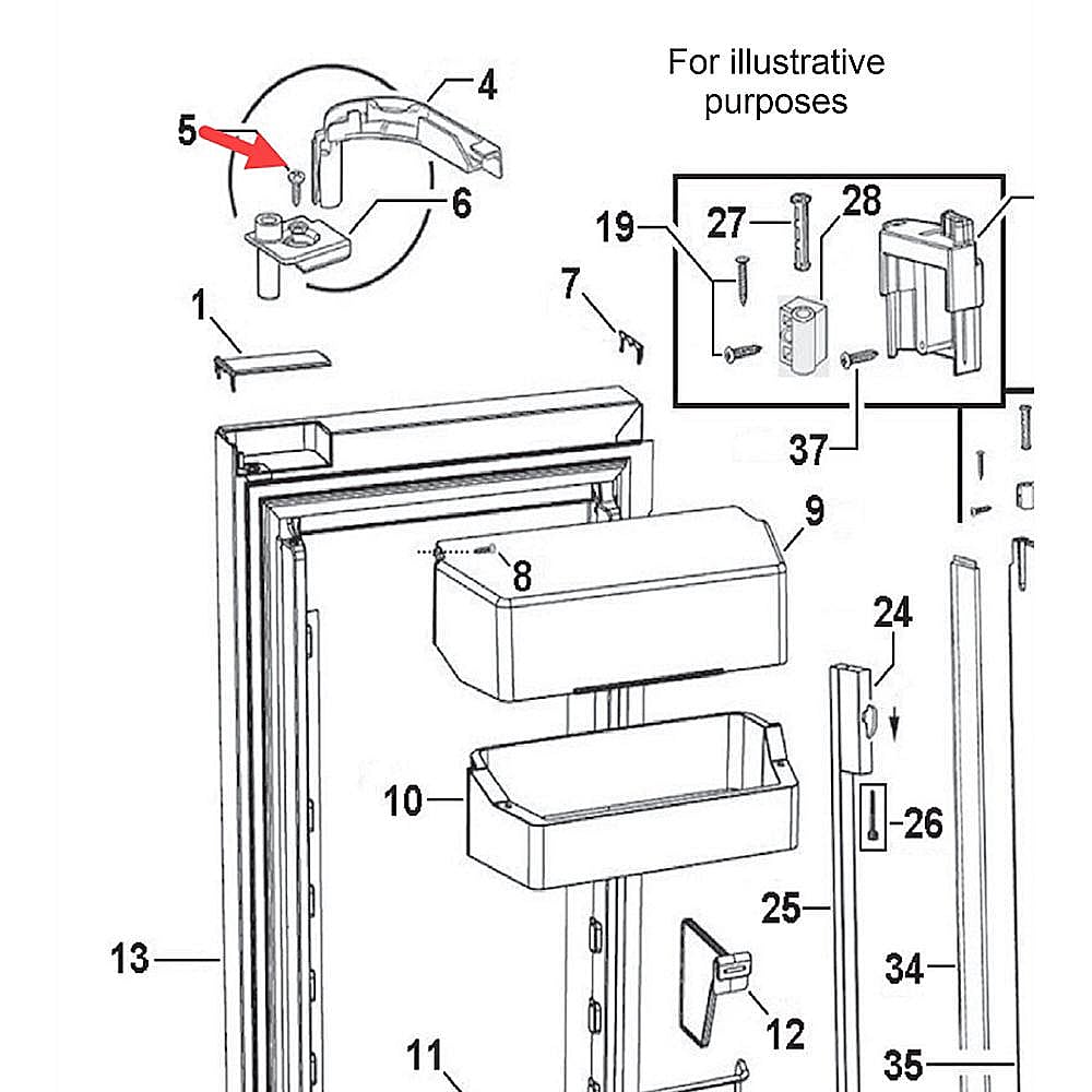 Fisher & Paykel Refrigerator Door Hinge Screw
