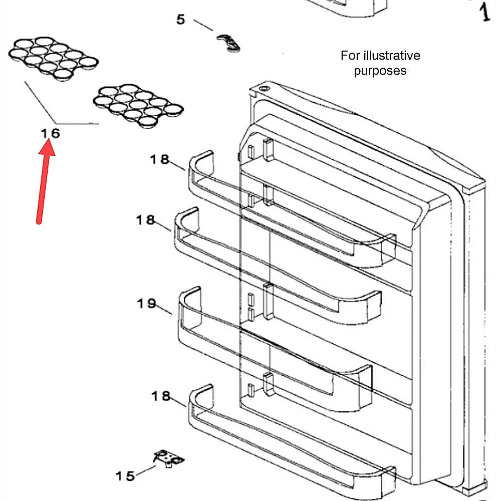 Part #200D2724P004, Danby Danby Refrigerator Egg Bin