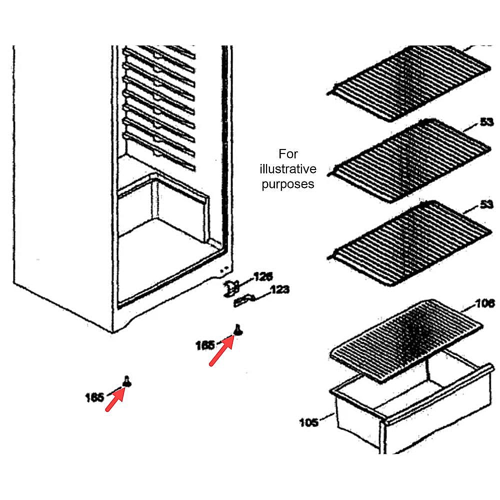 Danby Part #314B9025P001, Refrigerator Leveling Leg