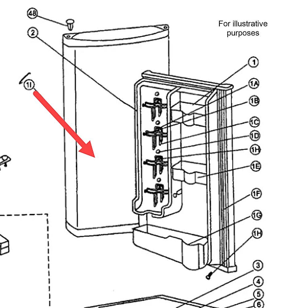 Part #483.52W, Danby Refrigerator Door Assembly