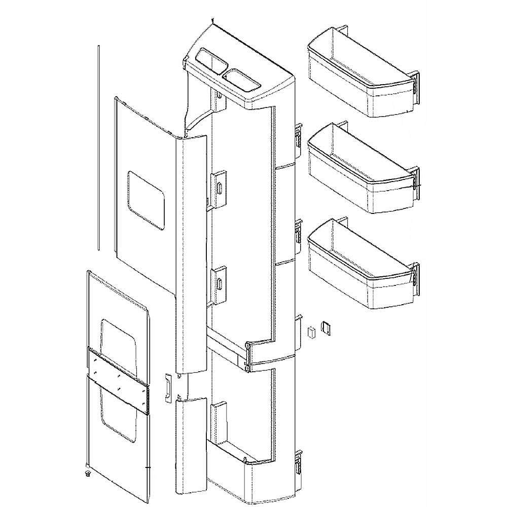 Kenmore Part #abq74662102, Refrigerator Convenience Door Case Assembly | 47.00 x 24.00 x 14.00
