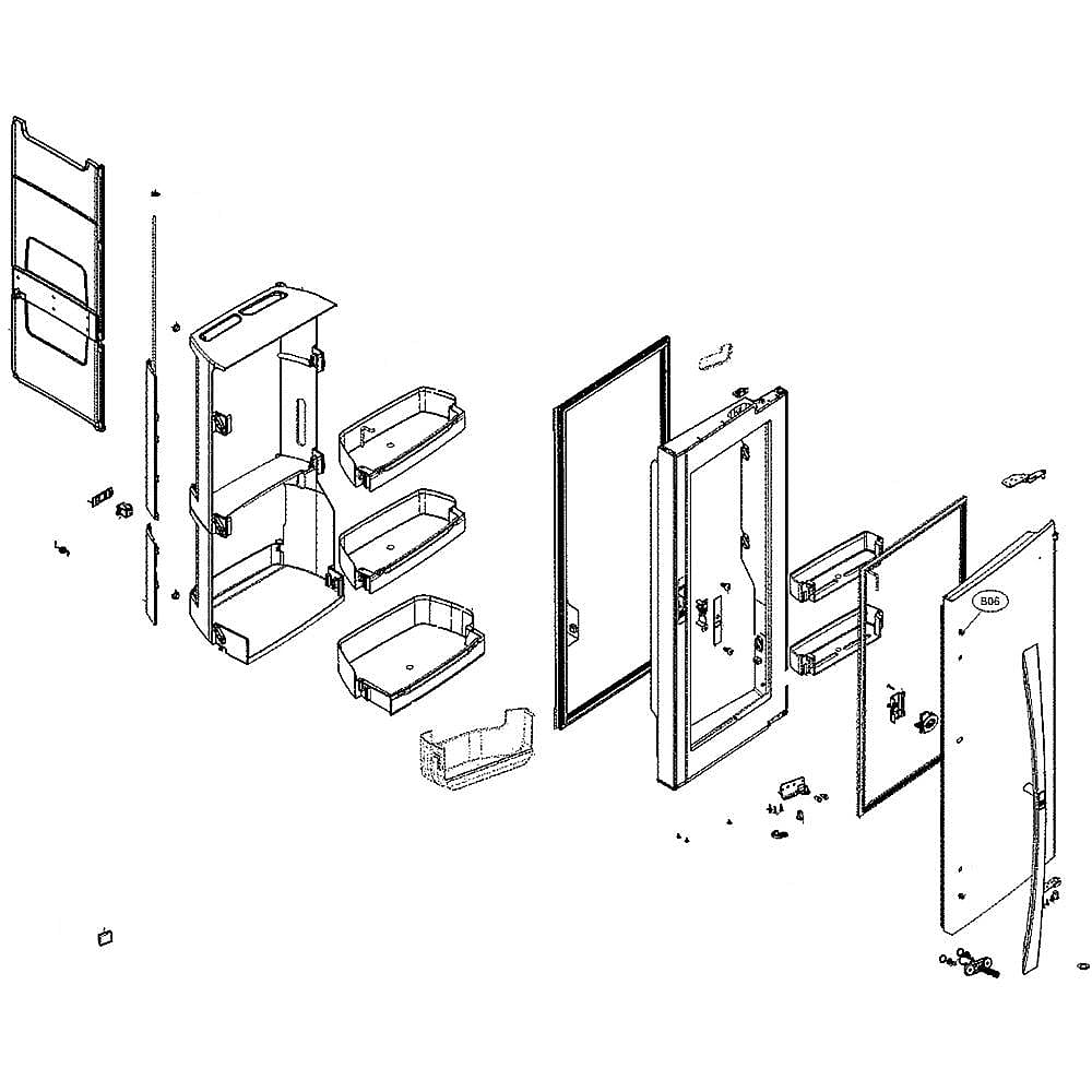 LG Part #adc74665801, Refrigerator Convenience Door Assembly