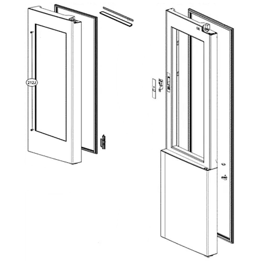 Photo of LG Part #add74296513, Refrigerator Door Assembly | 73.00 x 25.02 x 9.36 from Repair Parts Direct