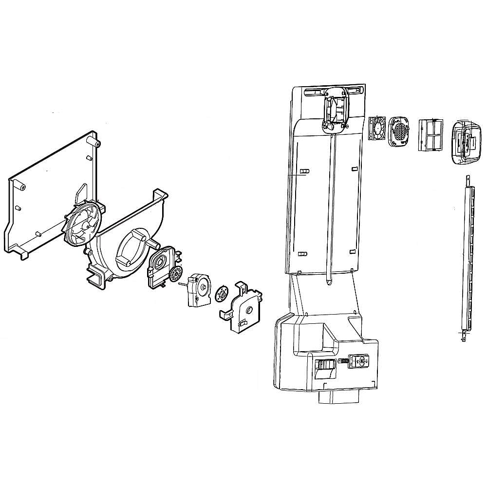 Part #adj74132104, Refrigerator Air Duct Cover And Fan Assembly / 41.00 x 19.00 x 9.00
