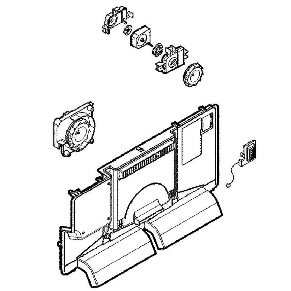 Part #aeb72913939, Kenmore Refrigerator Freezer Evaporator Cover And Fan Assembly / 34.81 x 20.56 x 8.31
