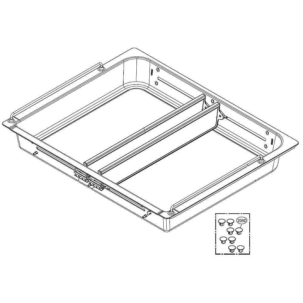 Kenmore Elite Part #ajp73334505, Refrigerator Freezer Drawer Tray | 39.00 x 28.50 x 7.50