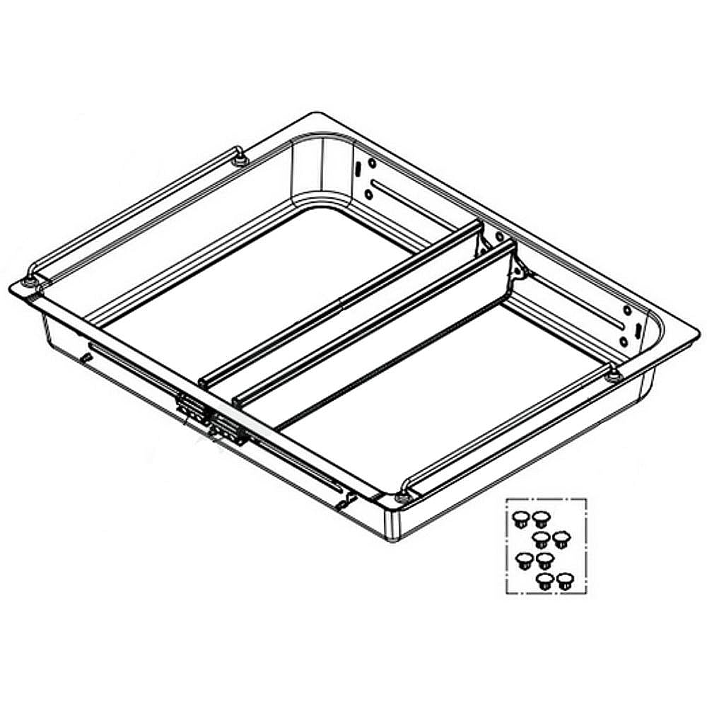 Part #ajp74154612, Refrigerator Convertible Drawer Tray Assembly / 38.71 x 31.10 x 9.02