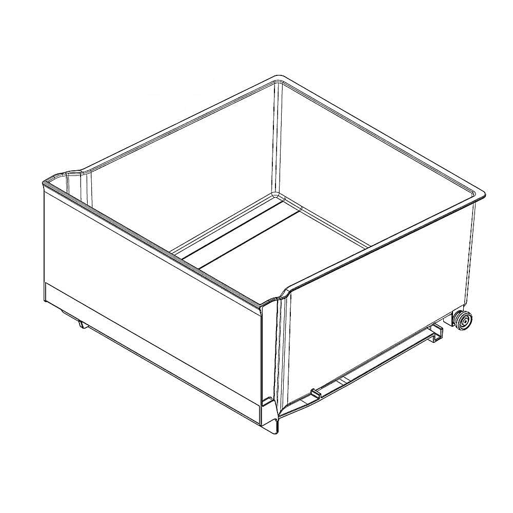 Part #ajp76054401, Refrigerator Crisper Drawer, Left / 26.00 x 18.13 x 15.33
