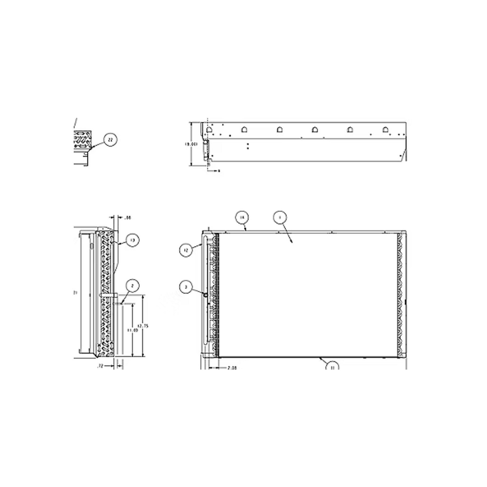 Part #col10889, Trane Evap Coil Flat Fin