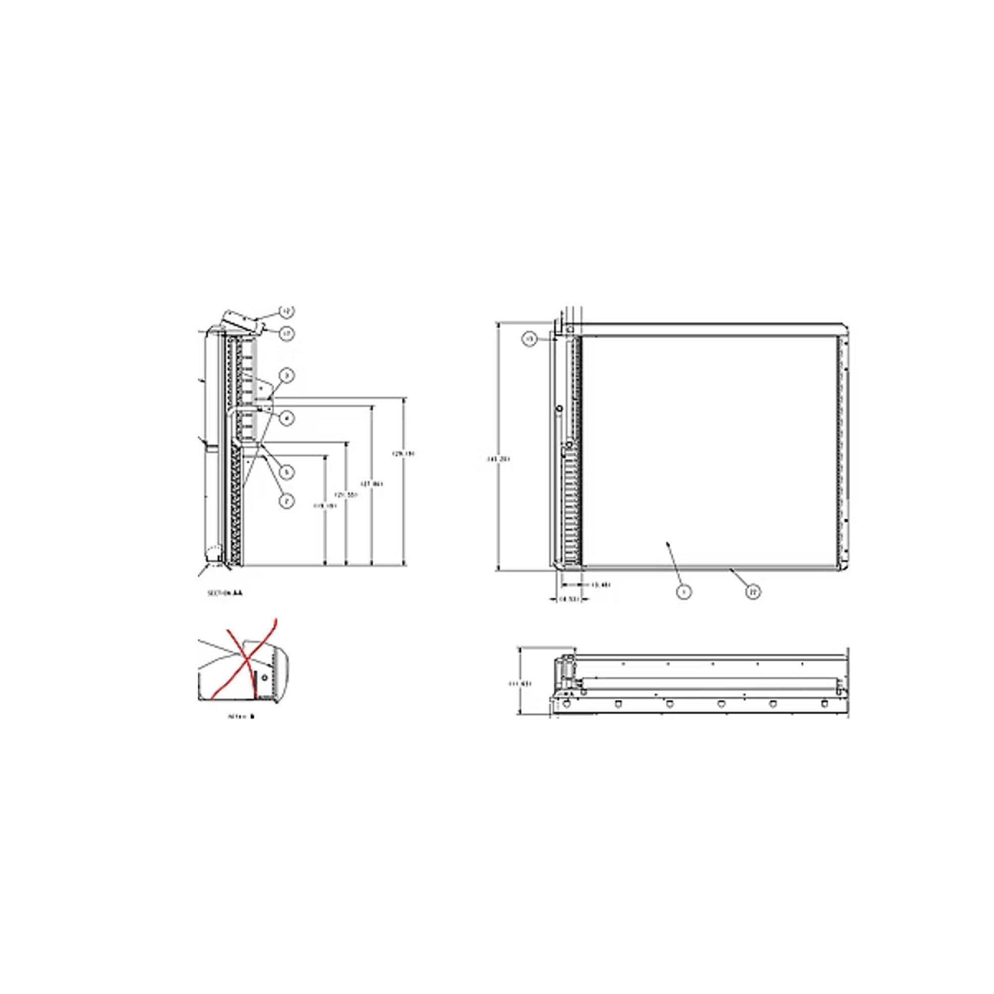 Part #col11437, Trane Indoor Flat Fin Coil 3 Row