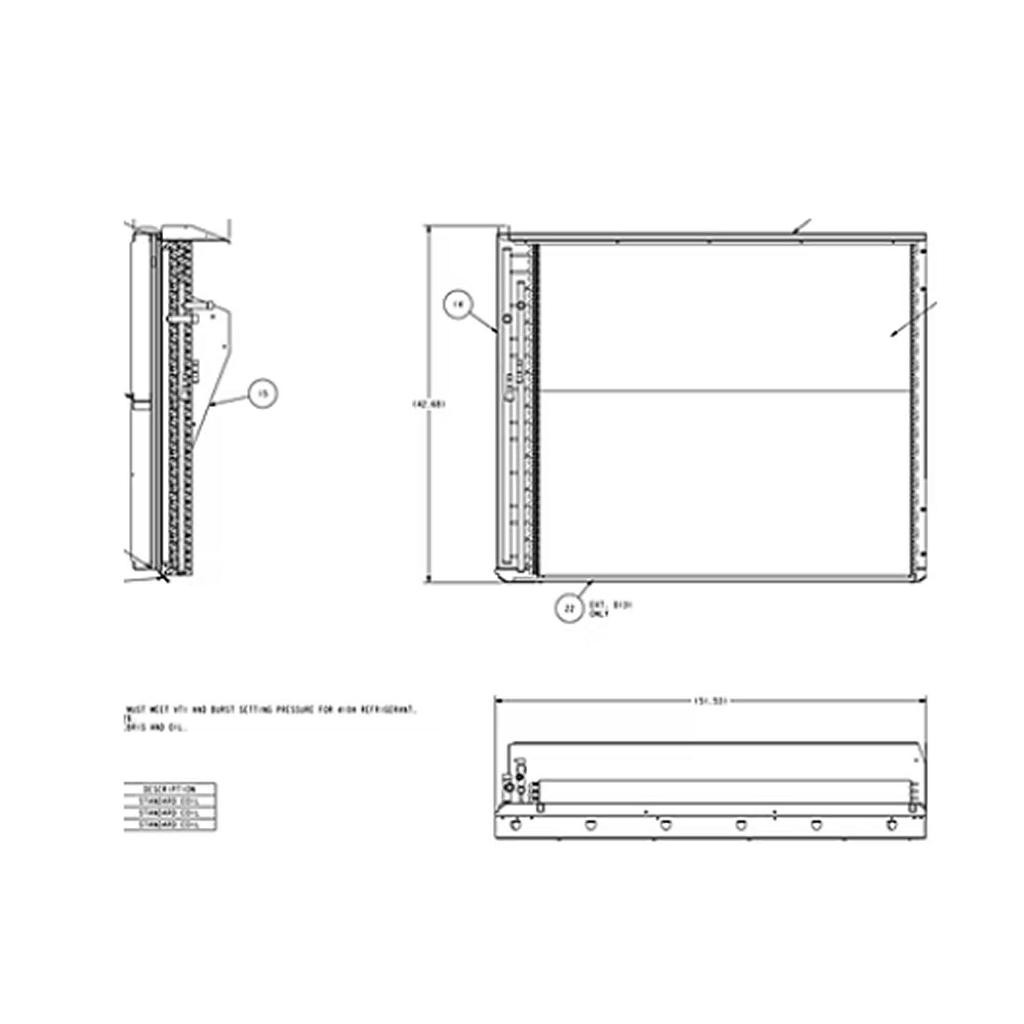 Part #col18122, Trane Indoor Coil, 3-Row 40 X 44.5 | Indoor Coil, 3-Row 40 X 44.5