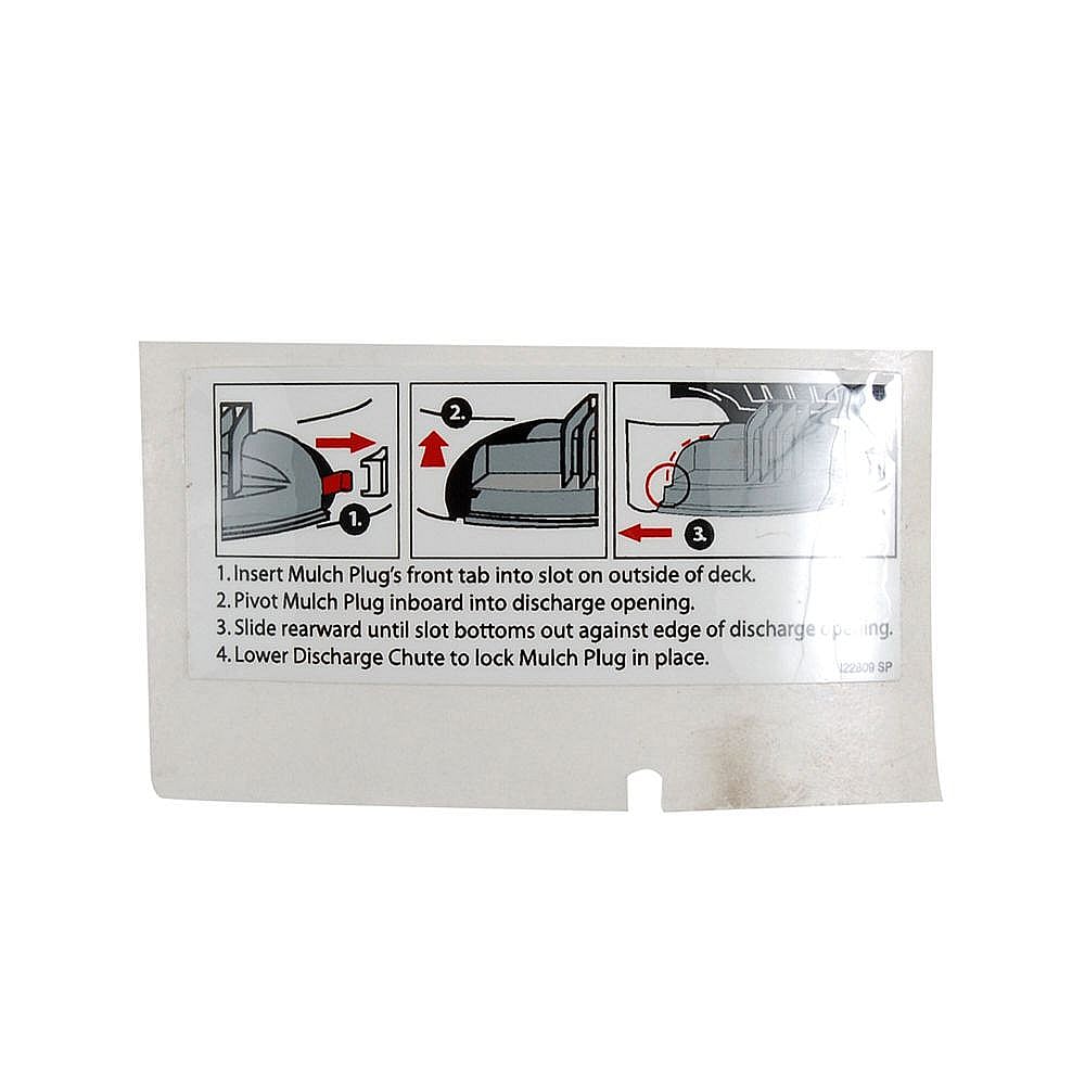 Craftsman Part #777I22809, Mulch Label | 10.05 x 3.70 x 1.95