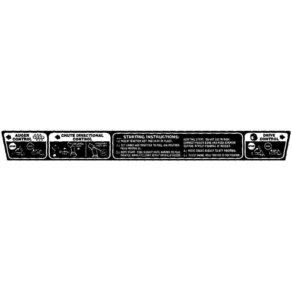 Craftsman Part #777I23030, Snowblower Label | 11.75 x 1.50 x 0.05