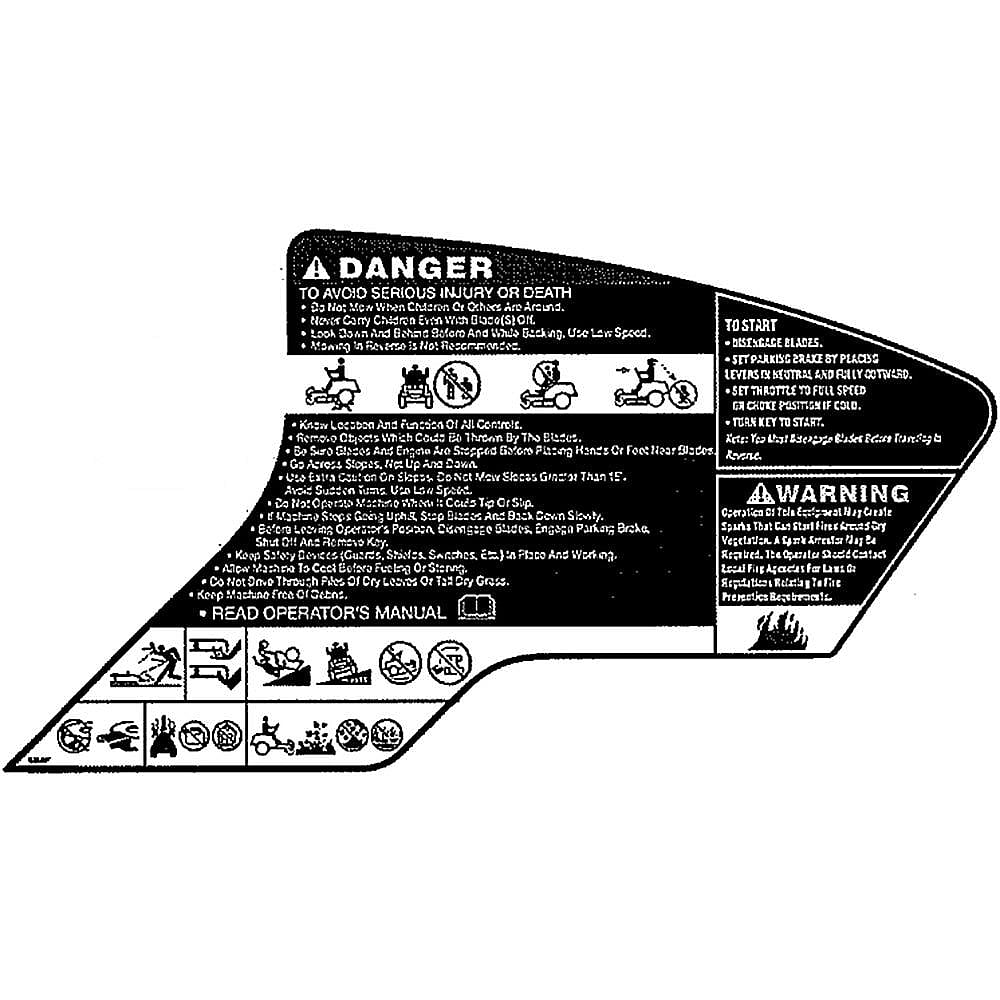 Part #777S35307, Lawn Mower Decal