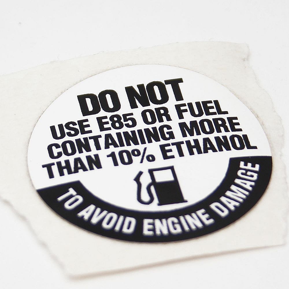 Part #777X43688, Lawn Tractor E85 Fuel Decal / 1.25 x 1.25 x 0.01