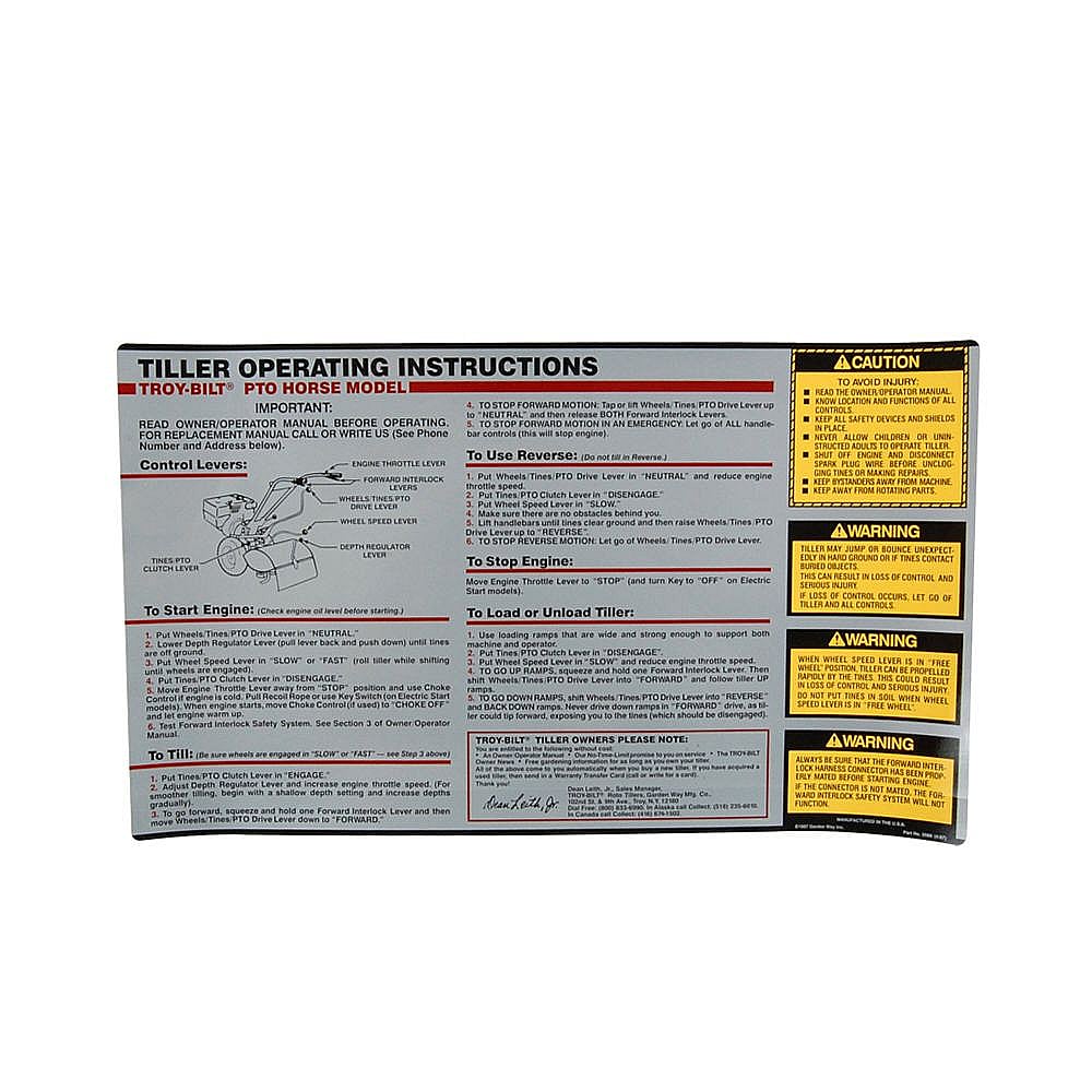Part #gw-2586, Decal-Hood I