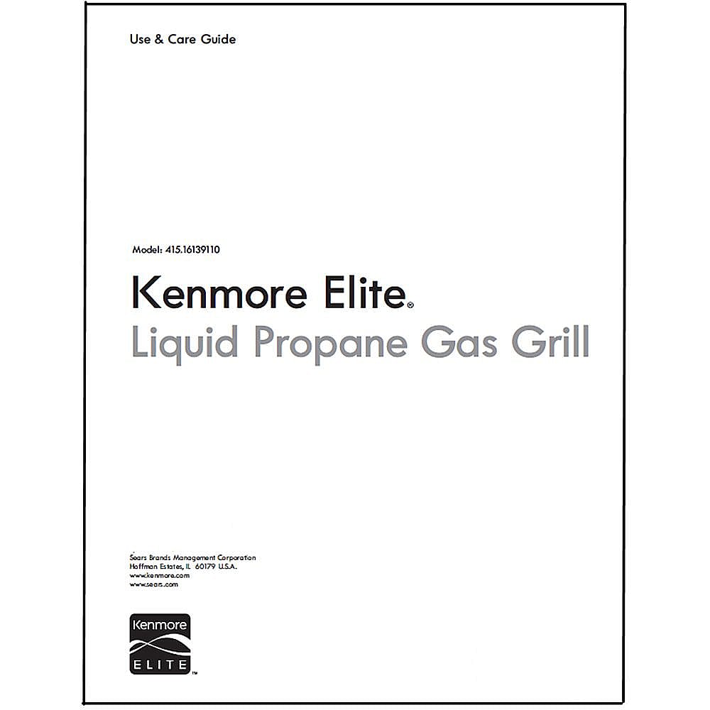 Part #g523-010803-W1, Kenmore Elite Gas Grill Owners Manual