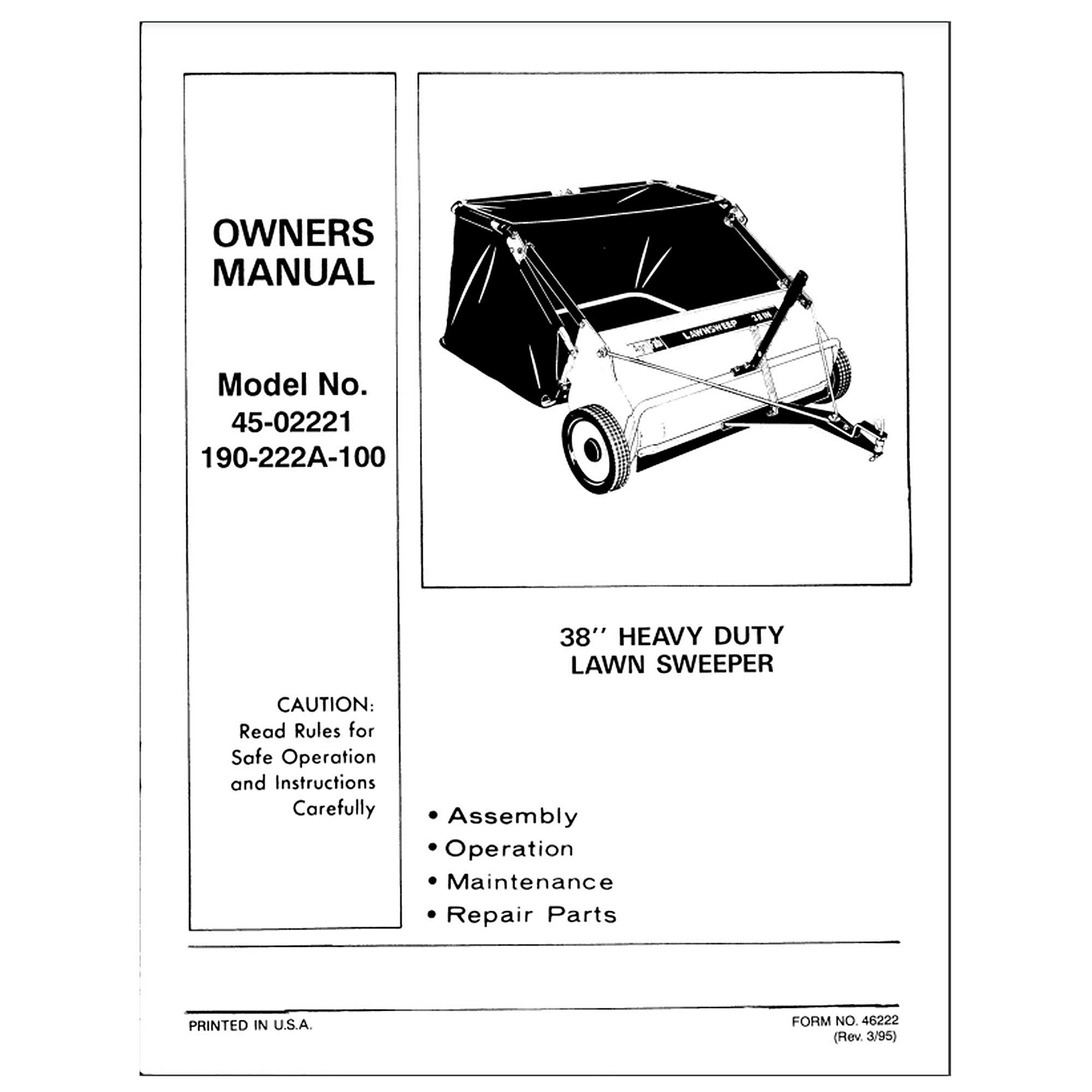 Part #46222, Lawn Tractor Owners Manual