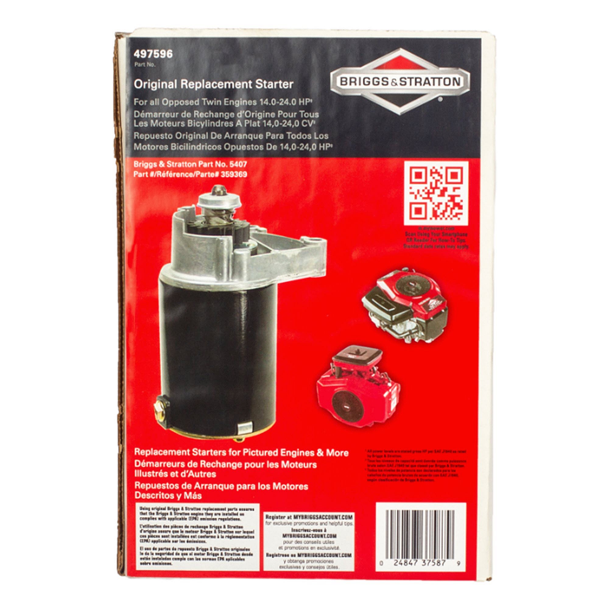 Part #5407K, Briggs And Stratton Motor-Starter