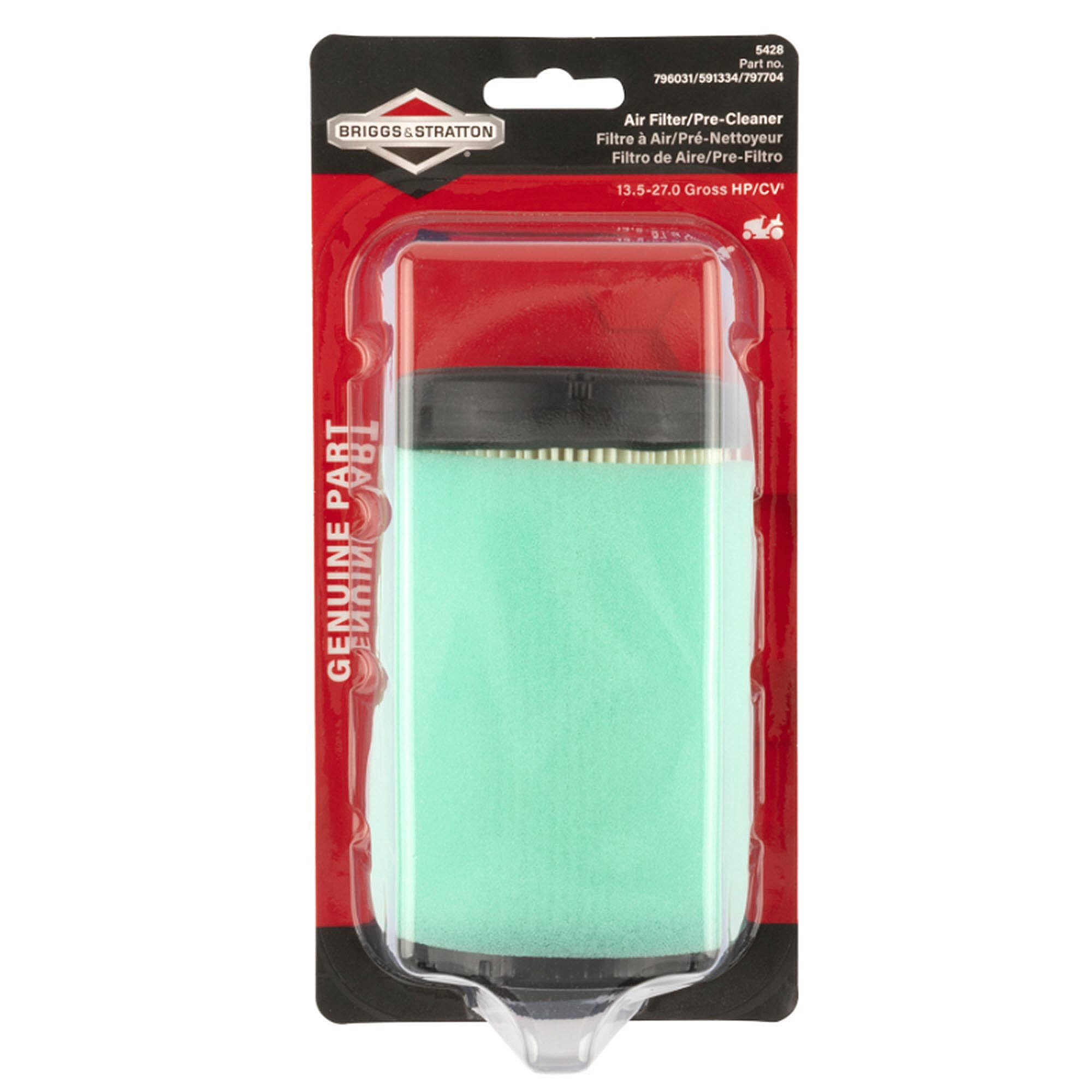 Part #5428K, Briggs And Stratton Air Filter W/pre-Clea