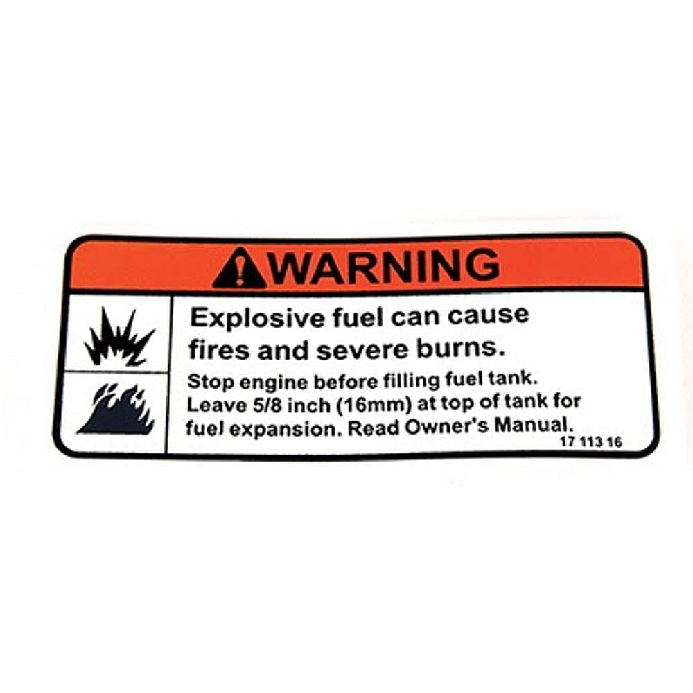 Part #17-113-16-S, Warning Label