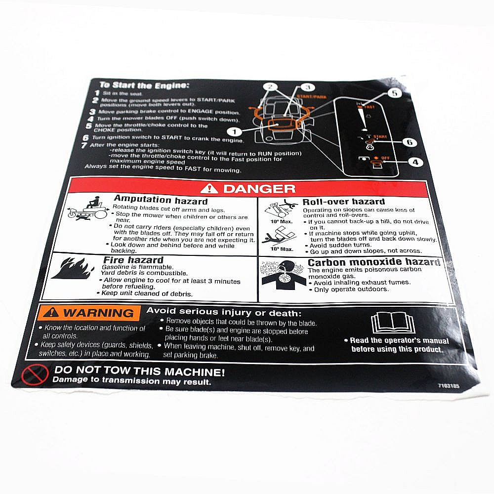 Part #7103185Yp, Operator Decal