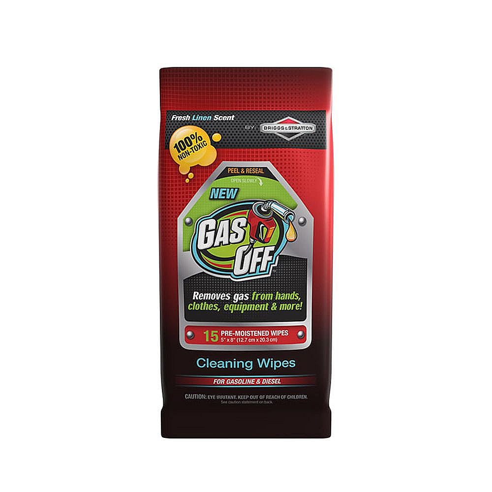 Part #100157S, Briggs & Statton Gas Off Cleaning Wipes, 15-Pack