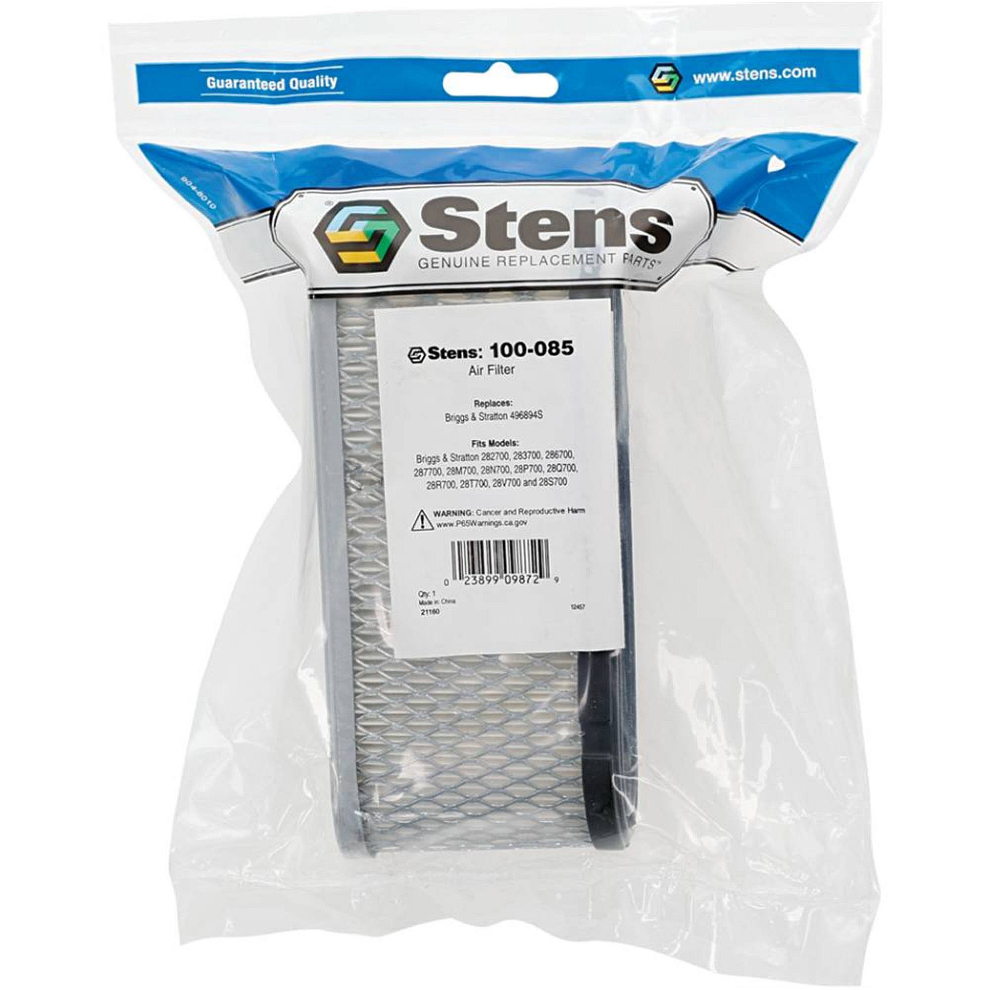 Stens Air Filter, Briggs & Stratton 496894s, Qty-1 (same As 24151, 4139, 493909, 496894, 496894s, 5053, 5053a, 5053b, 5053d, 5053e, 5053h, 5053k, Lg496894jd, Lg496894s) 100-085