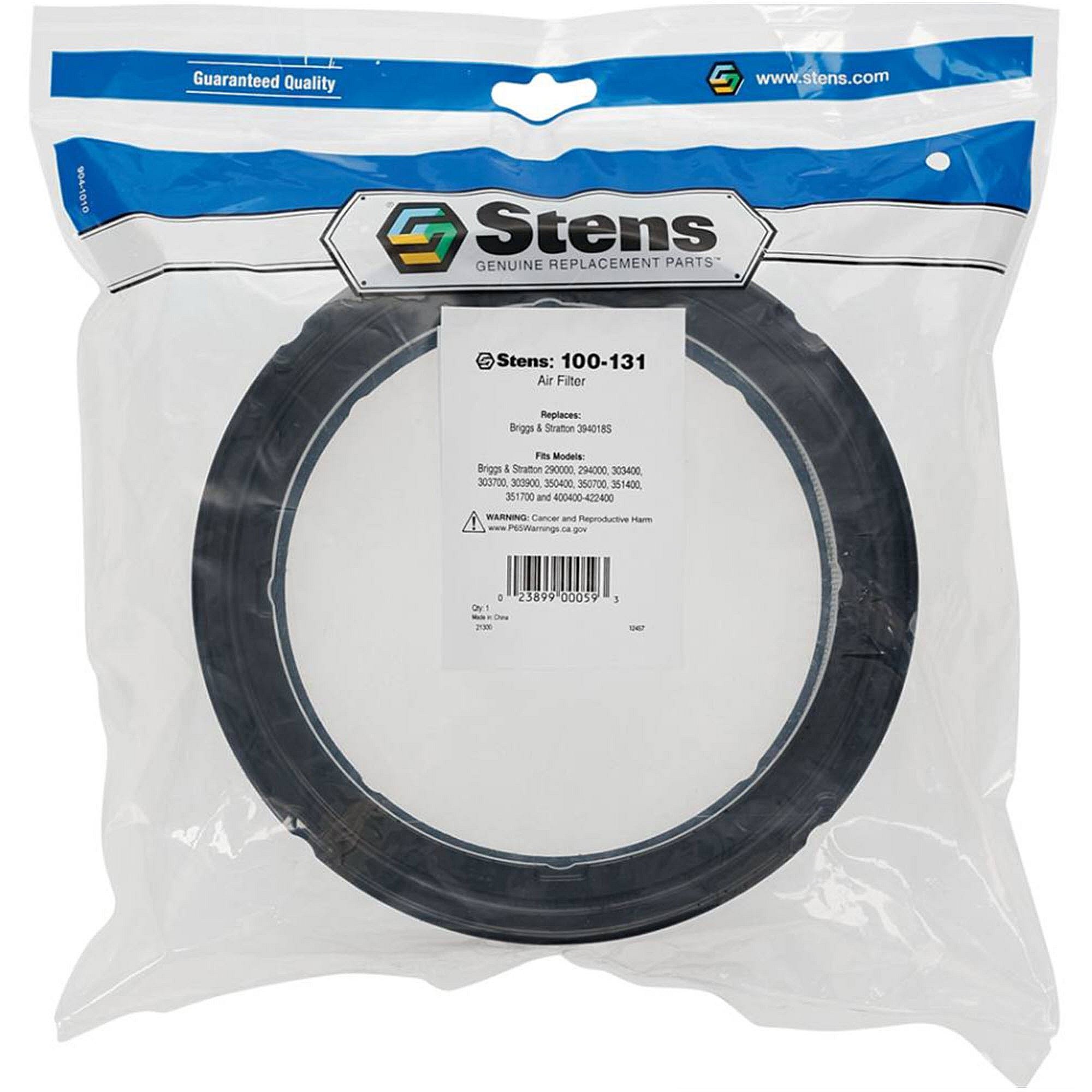 Stens Air Filter, Briggs & Stratton 394018s, Qty-1 (same As 100920, 21530000, 24150, 392642, 394018, 394018s, 396291, 4135, 5000441, 5050, 5050a, 5050b, 5050c, 5050d, 5050h, 5050k, 70301, 86444gs, 920527, Bs394018, Lg394018jd, W70301) 100-131