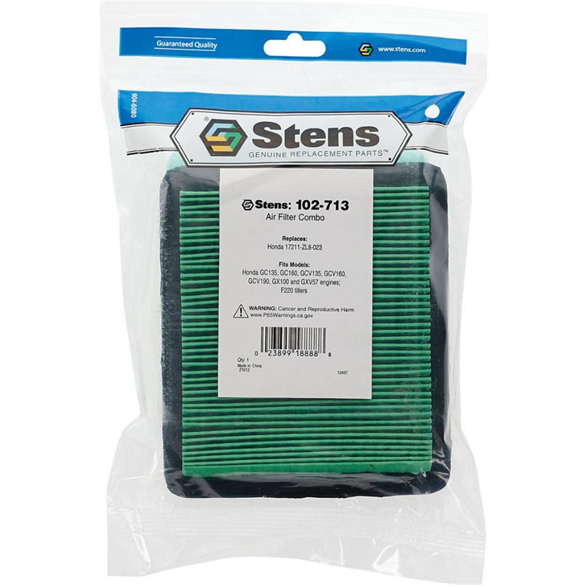 Stens Air Filter Combo, Honda 17211-zl8-023, Qty-1 (same As 05748269, 102713, 17211z8b901, 17211ze8000, 17211zl8000, 17211zl8003, 17211zl8013, 17211zl8023, 30710, 33055, Bs491588s) 102-713