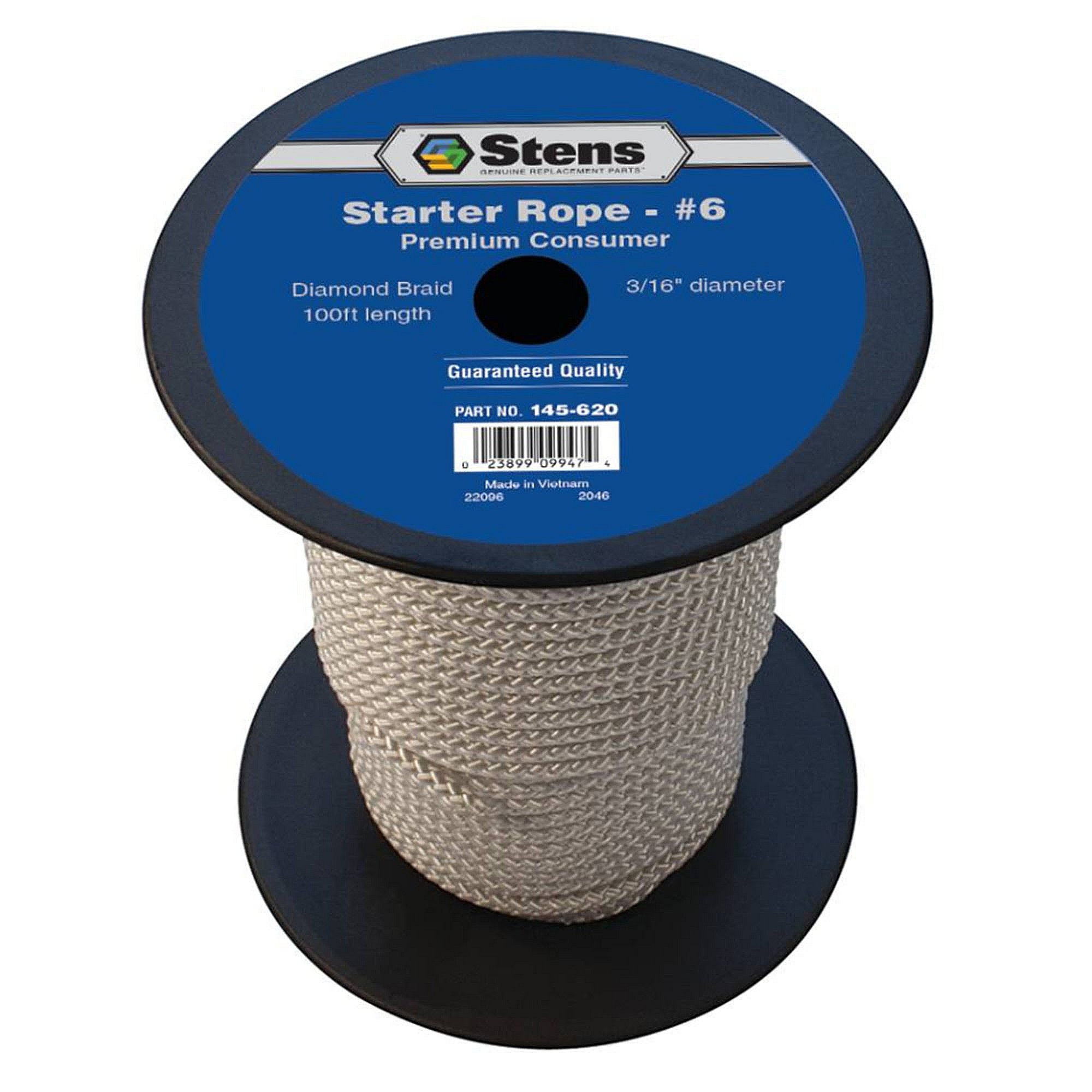 Part #145-620, Stens 100-Ftdiamond Braid Starter Rope, #6 Diamond, Qty-1