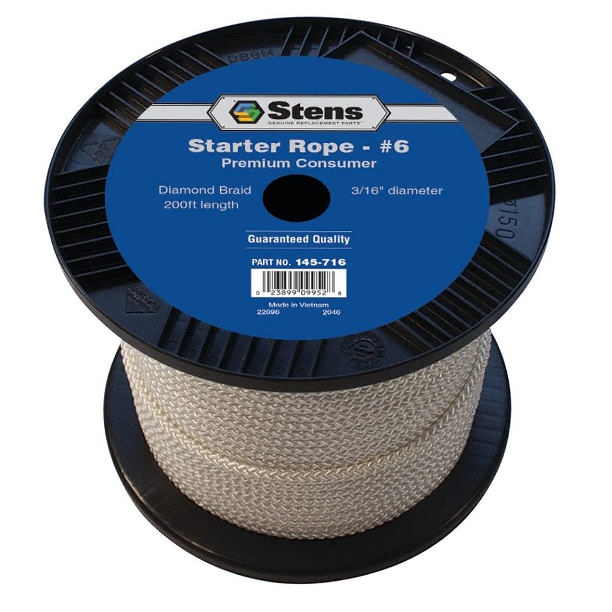 Part #145-716, Stens 200-Ftdiamond Braid Starter Rope, #6 Diamond, Qty-1