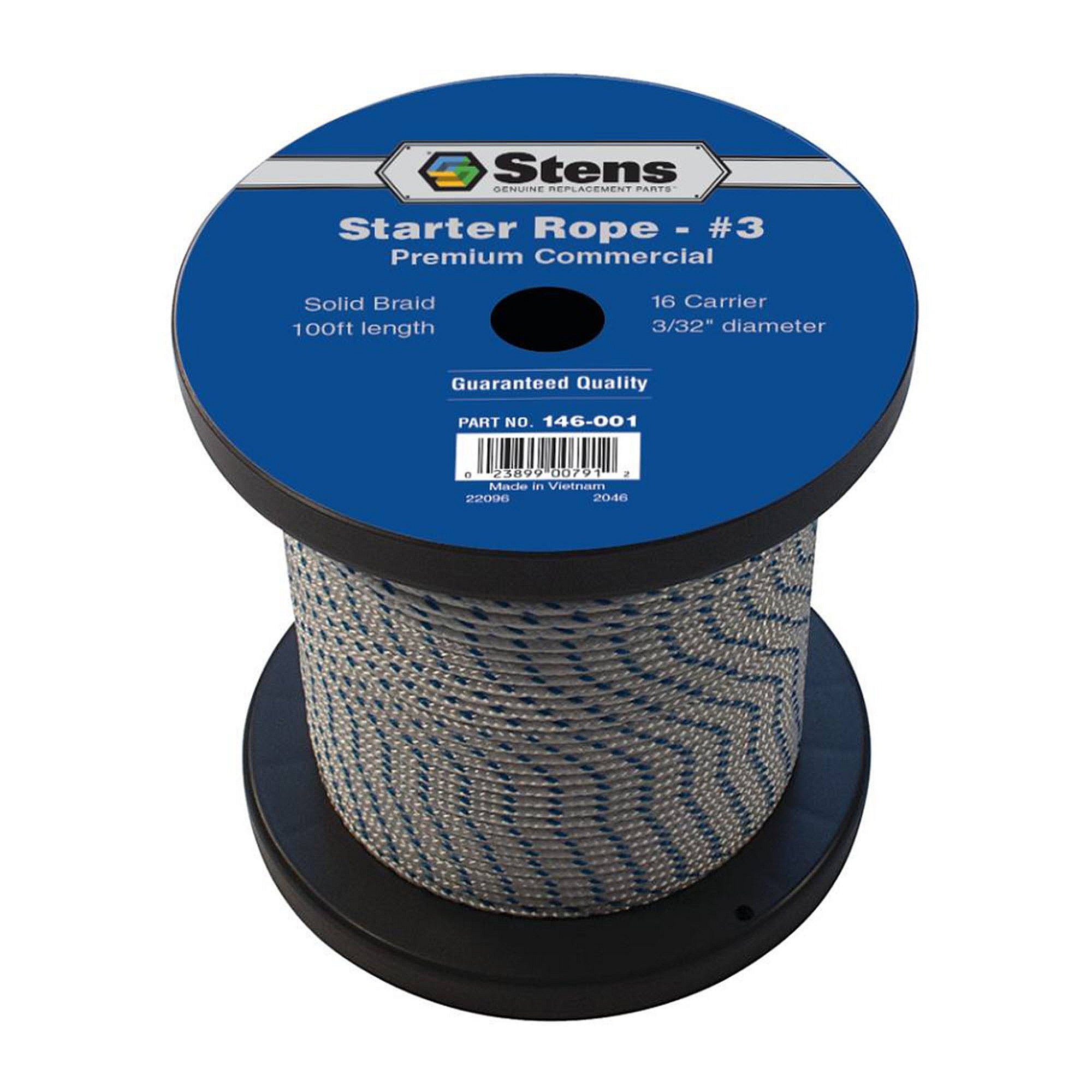 Part #146-001, Stens 100-Ft Solid Braid Starter Rope, #3 Solid Braid, Qty-1