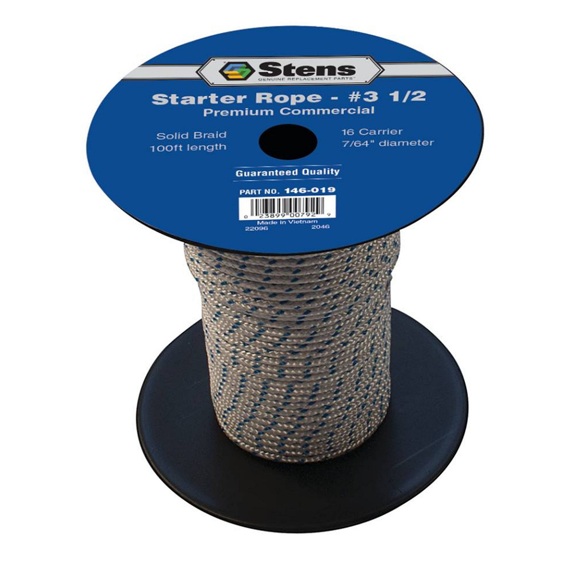 Part #146-019, Stens 100-Ft Solid Braid Starter Rope, #3 1/2 Solid Braid, Qty-1